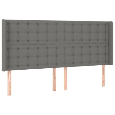 vidaXL Κεφαλάρι Κρεβατιού LED Σκούρο Γκρι 163x16x118/128cm Υφασμάτινο 1 τεμ.