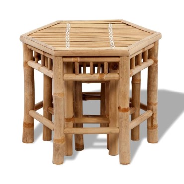 vidaXL Σκαμπό Κήπου 3 τεμ. από Μπαμπού 50x43x40cm