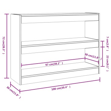 vidaXL Βιβλιοθήκη/Διαχωριστικό Χώρου Μαύρο 100x30x72cm 1 τεμ.
