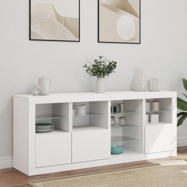 vidaXL Μπουφές με Φώτα LED Λευκός 164x37x67cm 1 τεμ.