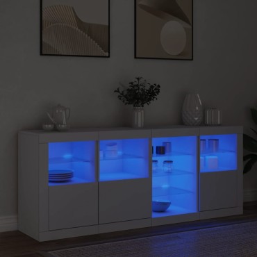 vidaXL Μπουφές με Φώτα LED Λευκός 164x37x67cm 1 τεμ.