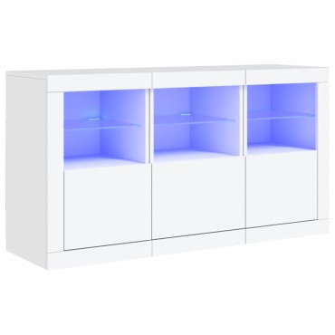 vidaXL Μπουφές με LED Λευκός 123x37x67cm 1 τεμ.
