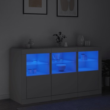 vidaXL Μπουφές με LED Λευκός 123x37x67cm 1 τεμ.