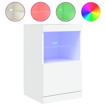 vidaXL Μπουφές με Φώτα LED Λευκός 41x37x67cm 1 τεμ.