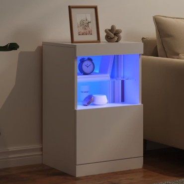 vidaXL Μπουφές με Φώτα LED Λευκός 41x37x67cm 1 τεμ.