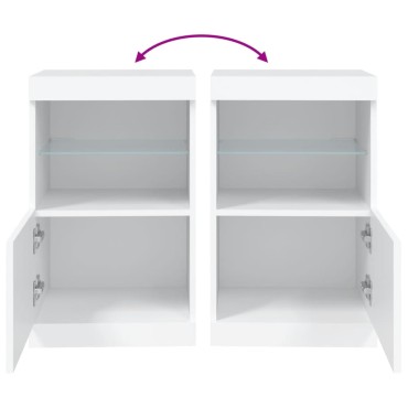 vidaXL Μπουφές με Φώτα LED Λευκός 41x37x67cm 1 τεμ.