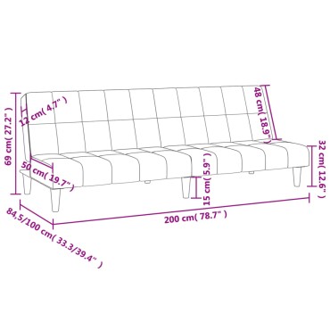 vidaXL Καναπές Κρεβάτι Διθέσιος Σκούρο Γκρι Βελούδινος 200x84,5x69cm 1 τεμ.