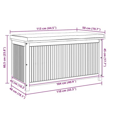 vidaXL Κουτί Μαξιλαριών Εξ. Χώρου 113x50x60,5cm Μασίφ Ξύλο Ακακίας