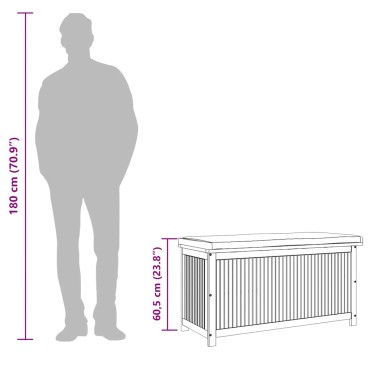 vidaXL Κουτί Μαξιλαριών Εξ. Χώρου 113x50x60,5cm Μασίφ Ξύλο Ακακίας
