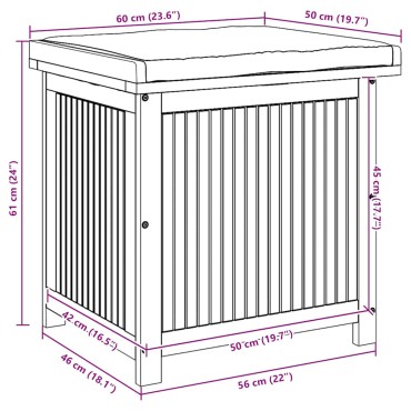 vidaXL Κουτί Μαξιλαριών Εξ. Χώρου 60x50x61cm Μασίφ Ξύλο Ακακίας