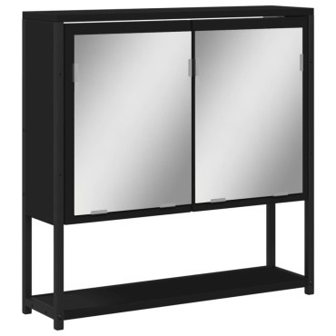 vidaXL Καθρέφτης Μπάνιου με Ντουλάπι Μαύρος 60x16x60cm Επεξ. Ξύλο 1 τεμ.