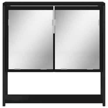 vidaXL Καθρέφτης Μπάνιου με Ντουλάπι Μαύρος 60x16x60cm Επεξ. Ξύλο 1 τεμ.