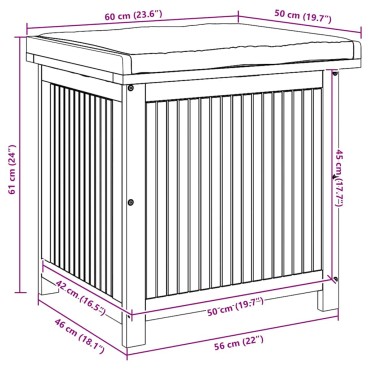 vidaXL Κουτί Μαξιλαριών Εξ. Χώρου 60x50x61cm Μασίφ Ξύλο Ακακίας