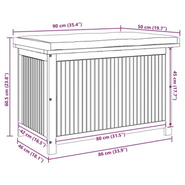 vidaXL Κουτί Μαξιλαριών Εξ. Χώρου 90x50x60,5cm Μασίφ Ξύλο Ακακίας
