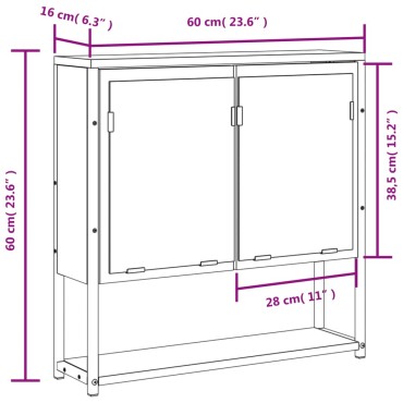 vidaXL Ντουλάπι Μπάνιου Καπνιστή Δρυς 60x16x60cm Επεξεργασμένο Ξύλο 1 τεμ.