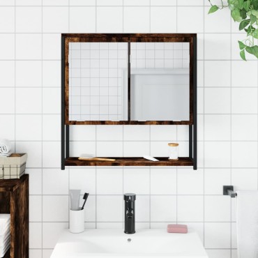 vidaXL Ντουλάπι Μπάνιου Καπνιστή Δρυς 60x16x60cm Επεξεργασμένο Ξύλο 1 τεμ.