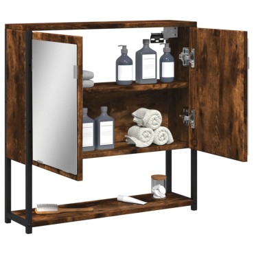 vidaXL Ντουλάπι Μπάνιου Καπνιστή Δρυς 60x16x60cm Επεξεργασμένο Ξύλο 1 τεμ.