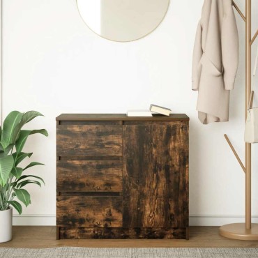 vidaXL Συρταριέρα με Συρτάρια Καπνιστή Δρυς 71x35x65cm Επεξ. Ξύλο 1 τεμ.