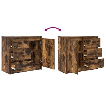 vidaXL Συρταριέρα με Συρτάρια Καπνιστή Δρυς 71x35x65cm Επεξ. Ξύλο 1 τεμ.