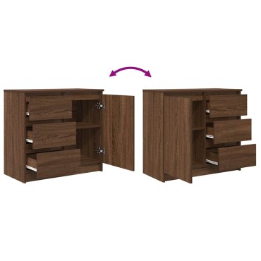vidaXL Συρταριέρα με Συρτάρια καφέ δρυς 71x35x65cm Επεξ. Ξύλο 1 τεμ.