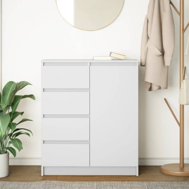 vidaXL Συρταριέρα με Συρτάρια Λευκή 71x35x84cm από Επεξ. Ξύλο 1 τεμ.