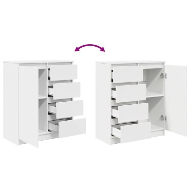 vidaXL Συρταριέρα με Συρτάρια Λευκή 71x35x84cm από Επεξ. Ξύλο 1 τεμ.