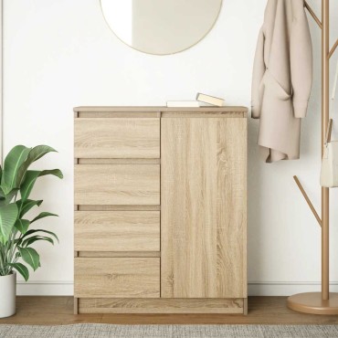 vidaXL Συρταριέρα με Συρτάρια Sonoma Δρυς 71x35x84cm από Επεξ. Ξύλο 1 τεμ.