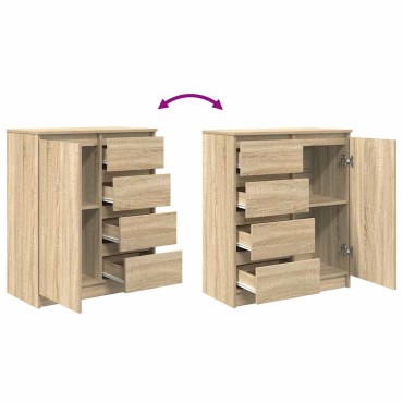 vidaXL Συρταριέρα με Συρτάρια Sonoma Δρυς 71x35x84cm από Επεξ. Ξύλο 1 τεμ.