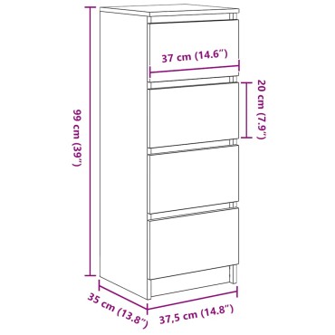 vidaXL Ντουλάπι Καφέ Δρυς 37,5x35x99cm Επεξεργασμένο Ξύλο 1 τεμ.