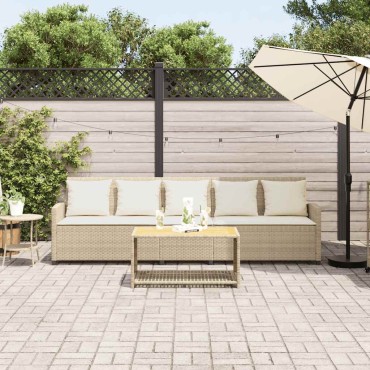vidaXL Καναπές κήπου 5θέσιος με μαξιλάρια Μπεζ Poly Rattan 280x68,5x87,5 cm