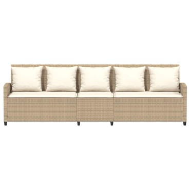 vidaXL Καναπές κήπου 5θέσιος με μαξιλάρια Μπεζ Poly Rattan 280x68,5x87,5 cm