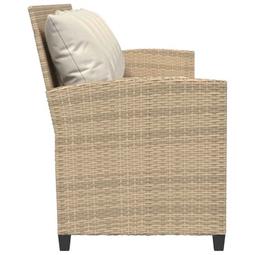 vidaXL Καναπές κήπου 5θέσιος με μαξιλάρια Μπεζ Poly Rattan 280x68,5x87,5 cm