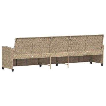 vidaXL Καναπές κήπου 5θέσιος με μαξιλάρια Μπεζ Poly Rattan 280x68,5x87,5 cm