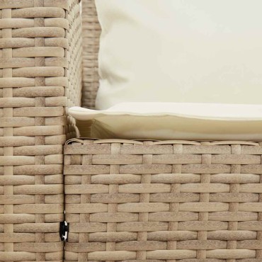 vidaXL Καναπές κήπου 5θέσιος με μαξιλάρια Μπεζ Poly Rattan 280x68,5x87,5 cm