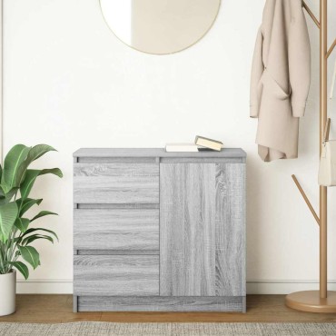 vidaXL Συρταριέρα με Συρτάρια Γκρι Sonoma 71x35x65cm από Επεξ. Ξύλο 1 τεμ.