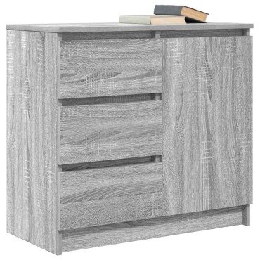 vidaXL Συρταριέρα με Συρτάρια Γκρι Sonoma 71x35x65cm από Επεξ. Ξύλο 1 τεμ.