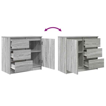vidaXL Συρταριέρα με Συρτάρια Γκρι Sonoma 71x35x65cm από Επεξ. Ξύλο 1 τεμ.