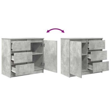 vidaXL Συρταριέρα με Συρτάρια Γκρι Σκυρ. 71x35x65cm από Επεξ. Ξύλο 1 τεμ.
