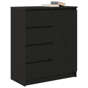 vidaXL Συρταριέρα με Συρτάρια Μαύρη βελανιδιά 71x35x84cm Επεξ. Ξύλο 1 τεμ.