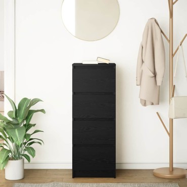 vidaXL Συρταριέρα Μαύρη βελανιδιά 37,5x35x99cm Κατασκευασμένο ξύλο 1 τεμ.