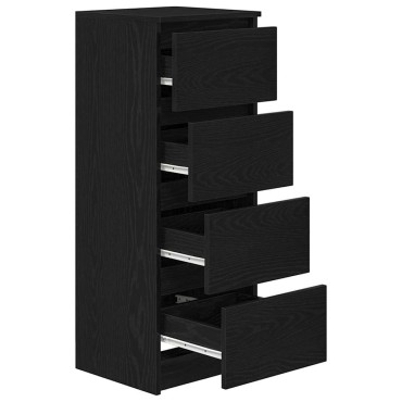 vidaXL Συρταριέρα Μαύρη βελανιδιά 37,5x35x99cm Κατασκευασμένο ξύλο 1 τεμ.