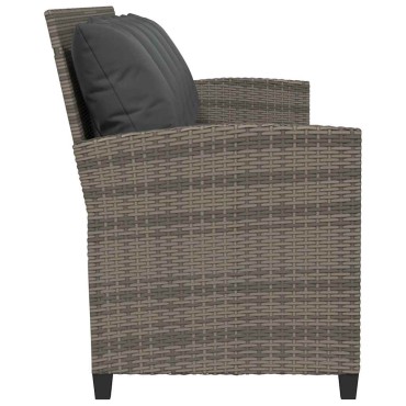 vidaXL Καναπές κήπου 5θέσιος με μαξιλάρια Γκρι Poly Rattan 280x68,5x87,5 cm