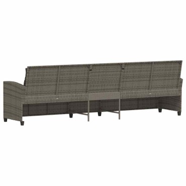 vidaXL Καναπές κήπου 5θέσιος με μαξιλάρια Γκρι Poly Rattan 280x68,5x87,5 cm