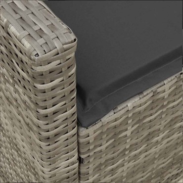vidaXL Καναπές κήπου 5θέσιος με μαξιλάρια Γκρι Poly Rattan 280x68,5x87,5 cm