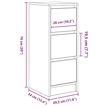 vidaXL Ντουλάπι τεχνίτης Δρυς 29,5x34x76cm Επεξεργασμένο Ξύλο 1 τεμ.