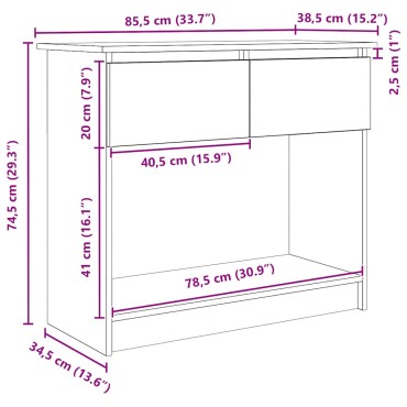 vidaXL Τραπέζι κονσόλας με συρτάρια Λευκό 85,5x38,5x74,5cm 1 τεμ.