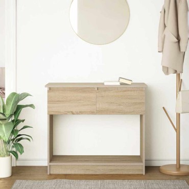 vidaXL Τραπέζι κονσόλας με συρτάρια Sonoma Δρυς 85,5x38,5x74,5cm 1 τεμ.