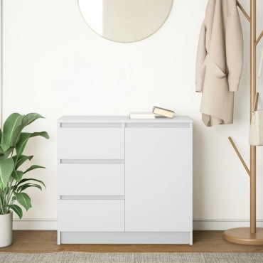 vidaXL Συρταριέρα με Συρτάρια Λευκή 71x35x65cm από Επεξ. Ξύλο 1 τεμ.