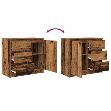 vidaXL Συρταριέρα με Συρτάρια Παλαιό ξύλο 71x35x65cm από Επεξ. Ξύλο 1 τεμ.