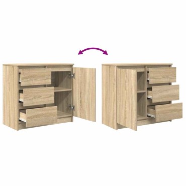 vidaXL Συρταριέρα με Συρτάρια Sonoma Δρυς 71x35x65cm από Επεξ. Ξύλο 1 τεμ.
